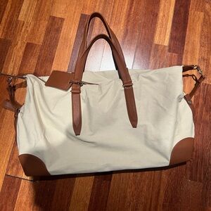 Elegant Cream and Brown Weekender Bag